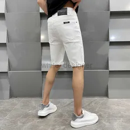 Mens Jeans Luxury Designer Europeiska modemärke Men's Pure White Denim Shorts for Men Summer New Casual Elastic Breattable Youth Capris