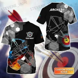 Homens camisetas Hot Vendas Moda Tiro com Arco T-shirt Verão 3D Impresso Tiro com Arco Jogador Nome Personalizado Mens T Unisex Casual Oversized Tops T240325