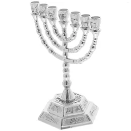 Titulares de vela Metal Candelabrum Retro Stand Religious 7 Head Menorah Adornamento Vintage