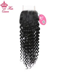 Cabelo da rainha 100 cabelos humanos virgens brasileiros 4x4inch parte fechamento de renda 1020 polegadas de profundidade tecer cachere 8a grau dhl rápido 8862447