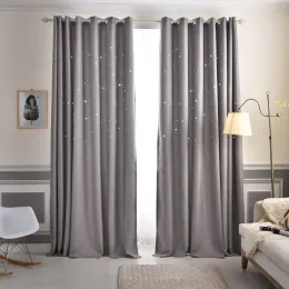 Cortinas ocas estrela cortinas blackout para quarto de crianças moda grossa imitação de cânhamo cor sólida hotel sala de estar 2246pe