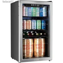 Refrigerators Freezers HOmeLabs beverage refrigerant and cooler -120 cans mini refrigerator with glass door used for soda beer or wine - small dispenser Q240326