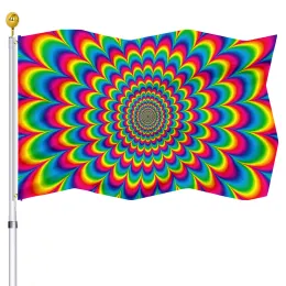 Accessoires Psychedelic Rainbow Flag für Innen- und Outdoor -Dekorativen Doppelgenähte Gartenflaggen UV Fade Resistant Banner für Frauen Männer