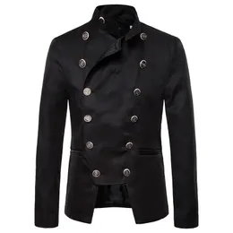 Mens Casual Double Breasted Jacket Slim Fit Blazer Men Vintage Steampunk Gothic Medieval Costume Homme Party Stage Prom Clothing 240311