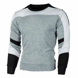 New Men 's Casual Crewneck Sweatshirt Color Block Autum Spring Pullover Sweatshirts M3KM#