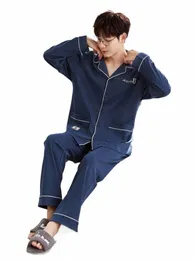 Paar Pyjama Sets Nachtwäsche Cott Damen Seidenpyjamas Herren Slee Hausanzug Männer Nachtkleidung Kleidung für Schlaf Koreanisch a69h #