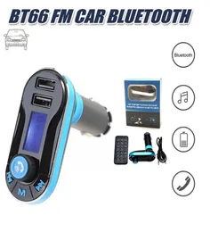 BT66 Bluetooth FM Sender Hands FM Radio Adapter Receiver Car Kit Dual USB Car Ladegerät Support SD -Karte USB -Blitz für iPHO3501837