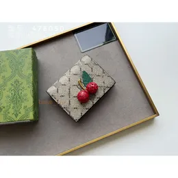 Moda Cherry damska krótka portfel luksusowa klapka składana torebki torby sprzęgła designerskie litery metalowe kieszeń magazynowa żeńska