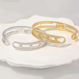 Designer Messikas Jóias de alta qualidade Novo pulseira de abertura de diamante deslizante simples para mulheres de moda feminina luminoso jóias de anel de luxo