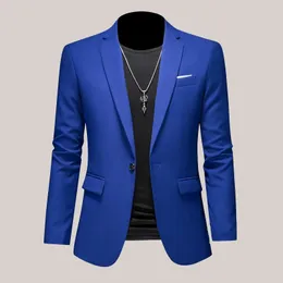 Plus-storlek M-6XL MENS Business Casual Jacket Solid Color Sackla Jacket Dress Work Suit Overdimensionerad jacka Herr Märken Klädklänning 240326