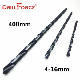 Boren Drillforce Tools 4mm16mmx400mm OAL HSS M2 Black Oxide Long Twist Drill Bits For Metalworking Alloy Steel & Cast Iron