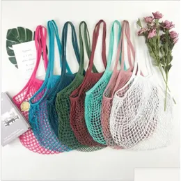 Aufbewahrungstaschen Shop Handtasche Shopper Tote Mesh Net Woven Cotton Pouch String Wiederverwendbare Obst- und Gemüsetasche Home Organizer Drop Delivery G Otmyw