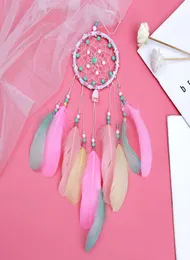 Piuma colorata fatta a mano Dream Catcher Car Home Appeso a parete Decorazione Ornamento Regalo Carillon di vento Decorazione artigianale Nuovo9624502