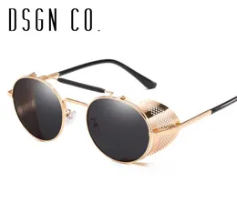 DSGN CO, современные готические солнцезащитные очки в стиле стимпанк для мужчин и женщин, круглые солнцезащитные очки с регулируемым чехлом, 8 цветов, UV4001025208