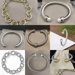 Bangle Luxury Designer Ring Armband Twisted Pearl Tjock 7mm Chain Oval Armband Smyckesdesigners Män älskar kvinnor som öppnar Drop Delive Otich