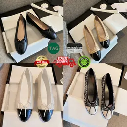 6S Tasarımcı Ayakkabı Kanalı Paris Marka Tasarımcısı Siyah Bale Daireler Ayakkabı Kadın Bahar Kapitone Orijinal Deri Kayma Balerin Lüks Yuvarlak Toe Bayanlar Elbise Ayakkabı