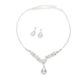 Set di gioielli da sposa di vendita calda transfrontalieri, set di due pezzi, orecchini con collana a goccia con angelo e zirconi con diamanti luminosi