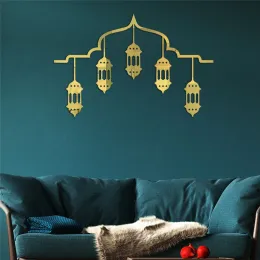 Stickers Eid Mubarak Lantern Acrylic Mirror Wall Sticker Ramadan Decor for Home Islamic Ramadan Kareem Muslim Party Decor Eid Al Adh