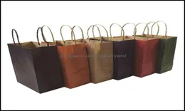 Gift Wrap Event Party Supplies Festive Home Garden 40Pcs Fashionable Kraft Paper Bag With HandleShop BagsChristmas Brown Packi4314993