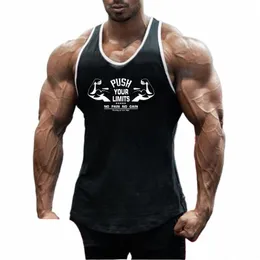 Venda quente Gym Bodybuilding Fitn Tank Tops Mens Sleevel Slim Fit Sport Shirt Summer Cott Respirável Workout Muscle Vest z9TZ #