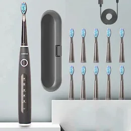 Elektrikli diş fırçası sonik şarj edilebilir en kaliteli akıllı çip kafa değiştirilebilir beyazlatıcı sağlıklı hediye! 240325