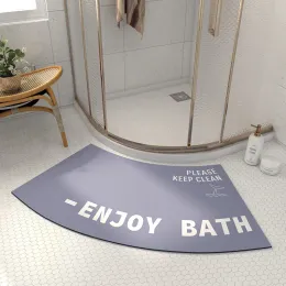 Tapetes em forma de leque tapete do banheiro antiderrapante entrar chuveiro tapete toalete banheira lado piso tapetes absorvente de água almofada de banho