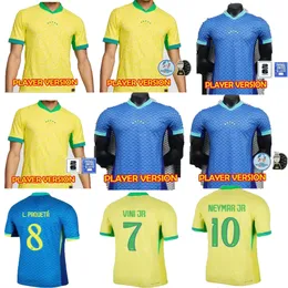 Brezilya Oyuncu Versiyonu 24/25 Copa America Kupası Futbol Formaları Camiseta de Futbol Paqueta Raphinha Futbol Gömlek Maillot Marquinhos Brasil Richarlison Erkekler Neymar