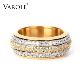 Кольца VAROLE Вращающееся многослойное кольцо Женское кольцо из нержавеющей стали с золотым стопкой на палец Модные украшения оптом Anillos Mujer J240326
