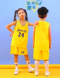 Summer Childrens Basketball Mundur Suit Boys and Girls Jersey Chinese Team Student Sport Wear Set 240318