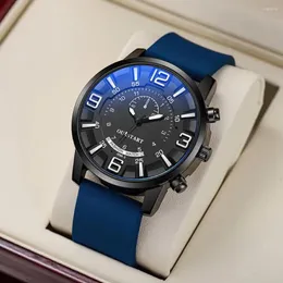 Relógios de pulso modernos homens relógio de pulso elegante relógio elegante casual com mostrador redondo pulseira de silicone esportes para adolescentes aniversário