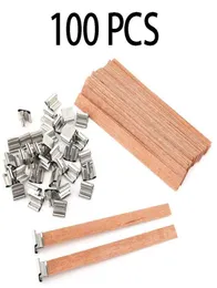 100Pcs 13cm Wood Candle Wicks with Iron Stand DIY Natural Candle Cores for Birthday Party Valentine039s Day Candle Accessories1364044