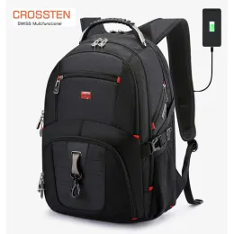 Mochila crossten 17 "portátil mochila resistente à água porta de carregamento usb durável multifuncional mochila saco de viagem