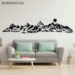 Stickers ROWNOCEAN Large Mountains Wall Decal For Kids Room Nursery ,Moutains With Sun Birds Decals, Moutains Bedroom Art Prints 3C70
