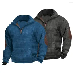 Men's Hoodies Men Zipper Sweatshirt Casual With Patchwork Design Turn-down Collar For Fall Spring Seasons Comfortable