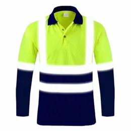 Bluza o wysokiej widoczności dla mężczyzn pullover hi vis bluza z kapturem bluza odblaskowa lg rękawowa koszula W724#