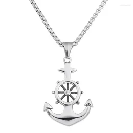 Kedjor Fashion Punk Vintage Men's Pirate Anchor Pendant Trendy Hip Hop rostfritt stål halsband smycken roder karibisk