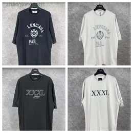 Desginer Balanciatess T Shirt Baleciaga Prawidłowa wersja SS23 Paris B Strona główna XXXL Made Stare Wash Pszeniczne Koszulka z nadrukiem Krótkie rękawy dla mężczyzn i kobiet