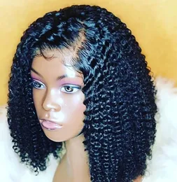 Бразильские вьющиеся парики из натуральных волос на кружеве спереди, глубокая волна воды, короткие афро-кудрявый вьющийся боб, фронтальный парик HD для чернокожих женщин5159042