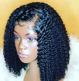 Parrucche frontali in pizzo riccio brasiliano per capelli umani Onda di acqua profonda Parrucca frontale corta afro riccia crespa Bob HD per donne nere5159042