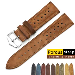 Trimmers High Quality Genuine Leather Watch Band Strap 20mm 22mm 24mm Porous Breathable Handmade Ing Watch Bracelet Accessories