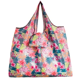 Big Size Thick Nylon Large Tote Reusable Polyester Portable Shoulder Women's Handbags Folding Pouch Shopping Bag Foldable