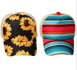 Kobiety Sunflower Baseball Cap Siatka Krzyż Criss Hallow Out Hats High Buns Buns Trucker Ponycaps Dziewczęta tata kapelusz ooa83368177663