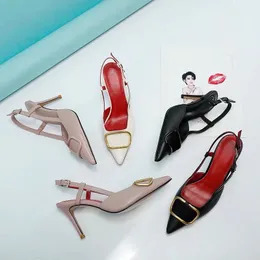 sandałowy sandały sandały damskie sztylet sandały obcasy luksusowe projektanci kostki metalowa klamra spiczaste palce nowe sukienki buty 6cm 8 cm imprezowe buty ślubne slajdy