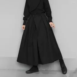 Męskie spodnie streetwear Gothic Dark Cropged Hakama szeroka noga 2024 Duża rozmiar wzorowy samurajskie odzież męska