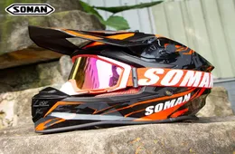 Casco di motocross saman con occhiali indossabili occhiali da goggle elmo da corsa per moto Casco Motocross ECE Approvazione SM6333745818