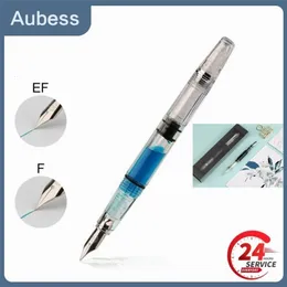 Penbbs 494 Piston Fountain Resin راتنج شفاف EF F Nibs School Office Pens Pen لكتابة هدايا XMAS Pen School Supplies 240307