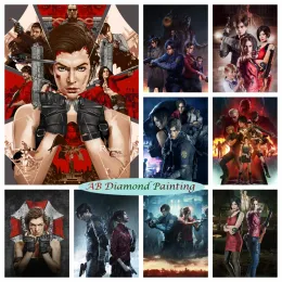 Stitch ResidentEvil Game 5D AB Drill Diamond Art Painting Classic Movie Poster Cross Stitch Kits Embroidery Home Decor Gift Craft