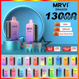 Oryginalny Puff 15000 MRVI Dragon 13000 Puffs Geek Parbon Puls Wyjeżdżalne Vapes z wyświetlaczem ekranu LED ładownym 650 ml baterii 20 ml wózków Vaper 15K urządzenie