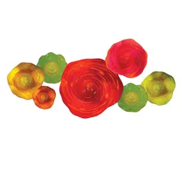 Lâmpadas coloridas laranja amarelo verde cor moderna Murano iluminação soprada vidro abstrato arte de parede luzes7030208