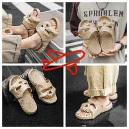 GAI-Schuhe, Baumwollgefühl, dicke Sohlen, Herren-Sandalen, modisch, Skelett, Totenkopf-Designer, personalisiert, groß, Punk, frei atmen, cooler Junge, Strand, männlich, EUR 40–45